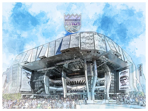 Sacramento Kings Poster Architectural Design Art Print Man Cave Decor 12x16" Cover