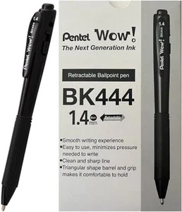 Pentel Wow! Bolígrafo retráctil súper suave, línea negrita de 1,4 mm negro, 12 piezas - Imagen 1 de 5