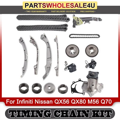 Water Pump Timing Chain Kit For Nissan Infiniti QX56 QX80 M56 Q70 NV2500 VK 5.6L Foto 1 de 4