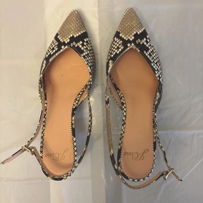 Zapatos marroquíes J Crew para mujer con estampado de serpiente talla 6 cuero marrón con correa para el tobillo Foto 1 de 4