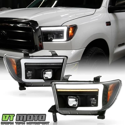 Faros proyectores secuenciales LED negros para Toyota Tundra 2007-2009 actualización Foto 1 de 4
