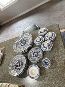 Chinese Dim Sum porcelain dish set of 28 pcs. Four 6 pc place sets chinese Marks - Picture 1 of 9