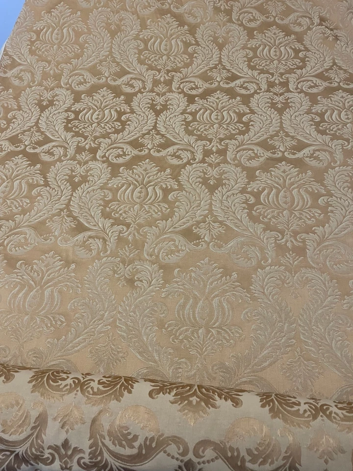 GOLD DAMASK CHENILLE UPHOLSTERY BROCADE FABRIC (54 in.) Sold By The Yard - Image 1 of 4