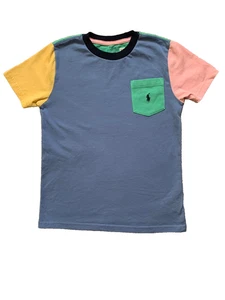 Boys Polo Ralp Lauren Pastel Color Block Short Sleeve T Shirt Size 7 - Picture 1 of 4