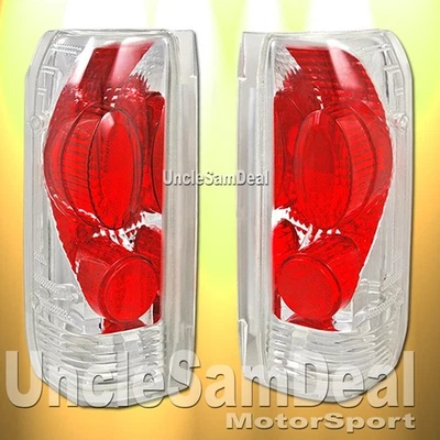 FORD F150 F250 F350 BRONCO CLEAR LENS CHROME HOUSING TAIL LIGHTS DIRECT FIT PAIR - Image 1 of 2