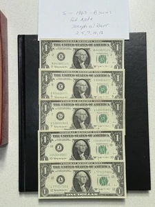 1963 B $1 BARR NOTE COMPLETE SET OF 5 - New York, Richmond, Chicago, KC, San F - Picture 1 of 2