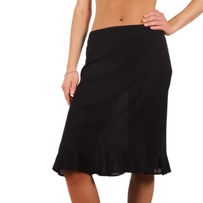 Jil Sander Vintage Women's Black Silk Sheer Ruffle Hem Midi Skirt Size 36 / US 4 - Image 1 of 4