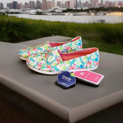 Toms X Paper Source Edição Limitada Alpargata Flamingos Femininos NOVO TAMANHO 6.5 Sapatos - Imagem 1 de 4