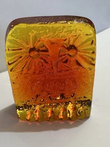 Blenko 2025 kleine Eule Glasfigur orange Mandarine 3” x 3” - Bild 1 von 4
