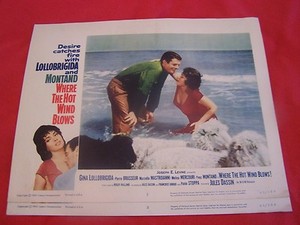 1960 GINA LOLLOBRIGIDA,"WHERE THE HOT WINDS BLOW" MOVIE-LOBBY CARDS 2&3 DESIRE