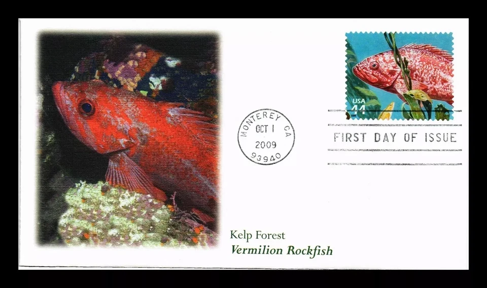 KELP FOREST VERMILION ROCKFISH 2009 FLEETWOOD CACHET FDC UNADDR - Imagem 1 de 1