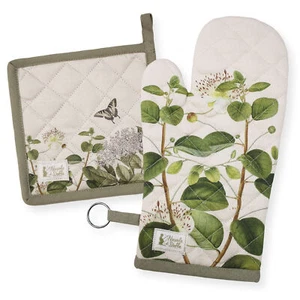 Guantone e Presina da forno Nuvole di Stoffa Herbarium Shabby Chic cotone 6728 - Picture 1 of 5