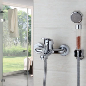 Bathroom Mixer Wall Mounted Bathtub Tap Chrome Brass Bath Faucet & Hand Shower - Picture 1 of 9