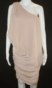 Alice + Olivia One Shoulder Silk Dress S Beach Resort Party Draped Flowy Beige - Picture 1 of 3