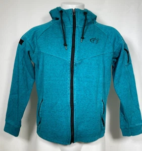 Active Faith Sports Teal Full Zip Performance Fleece Hoodie Men's LARGE - Picture 1 of 13