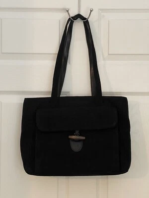 Lauren Ralph Lauren Black Wool Winter Purse Handbag Excellent Pockets - Image 1 of 4