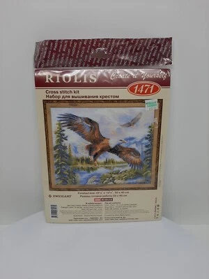 Kit de punto de cruz Riolis FREE FLIGHT #1471 American Bald Eagle 193/4" x 153/4" D39 Foto 1 de 4