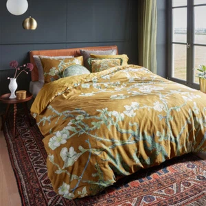 Juego de funda de edredón de satén de algodón ocre en flor Van Gogh por casa de cama - Imagen 1 de 5