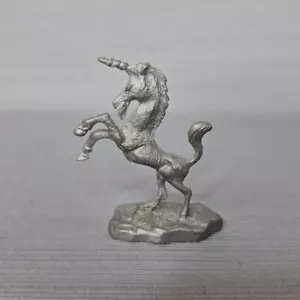 Vintage Pewter Unicorn Figure Standing Rearing Up on Back Feet 2.25" - Picture 1 of 9