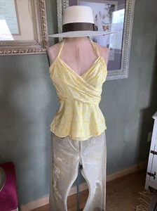 Anthropology Vanessa Virginia Us10 Yellow Halter Top Fit Flare Beach Boho - Picture 1 of 8