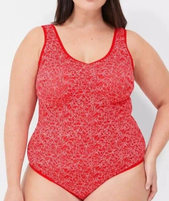 NEW Lane Bryant Cacique Size 22/24 RED Bodysuit Sexy Stretch Lace NWT $62 Retail - Image 1 of 4