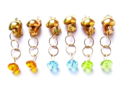 Ohrclips Clips Ohrringe goldf grün / orange / blau 1 Paar - Bild 1 von 4