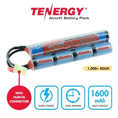 Tenergy 9.6V 1600mAh Airsoft Battery NiMH Butterfly Battery Pack w/ Mini Tamiya