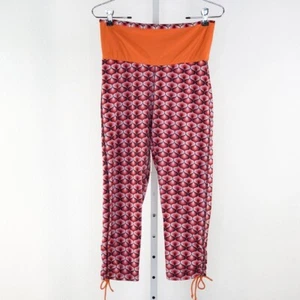 Red Boden Orange Printed Ankle Tie Crop Leggings sz 8 - Picture 1 of 8