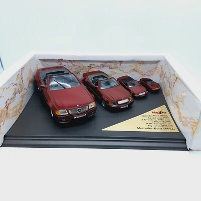 MAISTO 1989 MERCEDES BENZ 500 SL JUEGO DE 4 COCHES ESCALA 1:18-1:24 pantalla diecast Foto 1 de 4