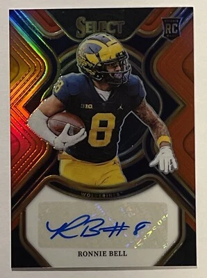 Ronnie Bell 2023 Select Draft Picks Red RC Auto #RS-RBE Wolverines 49ers Lions  - Image 1 of 2