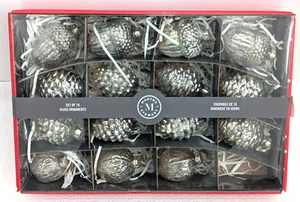 Martha Stewart Mercury Glass Christmas Ornaments Set 15 Acorn Pinecone Nuts NEW - Picture 1 of 10