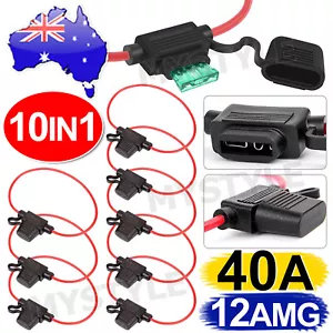 10x Inline Blade Fuse Holder - 40 AMP Heavy Duty 12AWG Cable In Line Car Auto OZ - Picture 1 of 9