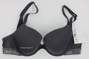 NWT Calvin Klein QP1890 Emote" Push Up T-Shirt w/ J Hook Modal Logo Bra Gray 38B - Picture 1 of 10