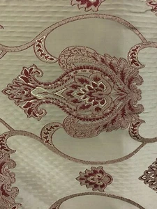 TAUPE BURGUNDY Damask Brocade Upholstery Drapery Fabric (54 in.) Sold BTY - Picture 1 of 5