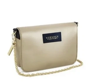 Versace Parfums Womens Gold Clutch Shoulder Crossbody Handbag 7.5”x5.5”x2.5” - Bild 1 von 11