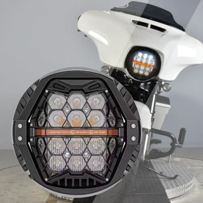 Faro LED de 7 pulgadas con haz alto/bajo DRL ámbar para Harley Touring Street Glide 14-23 Foto 1 de 4
