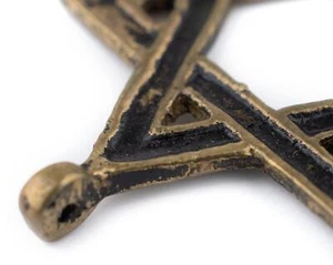 Brass Star of David Pendant 48x62mm Ethiopia African Large Hole Handmade - Picture 1 of 4