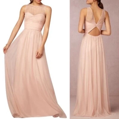 Amsale 腮红玫瑰长款薄纱连衣裙 8 码 — 第 1/4 张图片