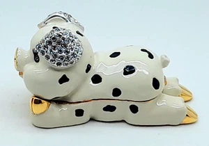 white pig metal enamel hinged Jewelry Trinket Box Vintage decorative ornaments - Picture 1 of 10
