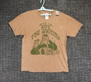 Shrek T-Shirt Adult XL Brown Tan Save The Swamp Graphic Tee Dreamworks NWT - Picture 1 of 9
