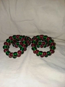 Juego de 4 servilleteros de Navidad Kemp & Neatly. Lurex de vidrio rojo y verde - Imagen 1 de 3