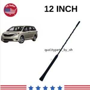 12" Short Black Replacement Antenna Mast AM/FM For TOYOTA SIENNA 1998-2016 - Foto 1 di 3