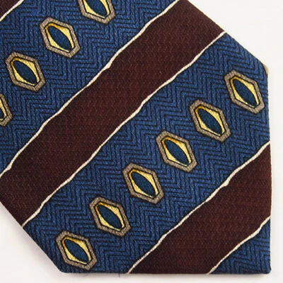 Corbata de colección Perry Ellis Portfolio rojo azul goemétrica a rayas de diamantes para hombre 56x3,75 Foto 1 de 4