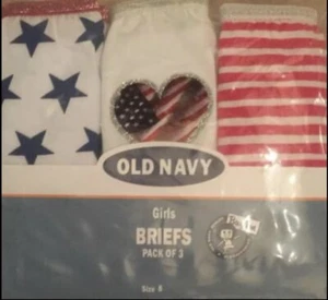 Old Navy Girls Panties 3 Pair Pkg Sz 8-NEW -Throwing In A Pair Of Flag Earrings - Picture 1 of 2