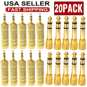 20PC 6.35mm 1/4" Male to 3.5mm 1/8" Female TRS Stereo Audio Headphone Adapters - Picture 1 of 12
