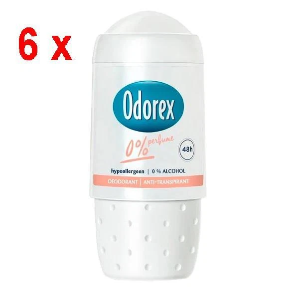 €89.33 / L - 6 Pack Odorex Women Deodorant Roll-on - 0% Perfume, Hypoallergenic - 50ml - Image 1 of 1