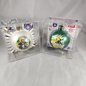 Lot of 2 Green Bay Packers Christmas Ornaments Brett Farve Officially Licensed 