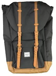 Herschel Little America Canvas Laptop Backpack Eco Black/Saddle Brown $130 MSRP - Picture 1 of 19