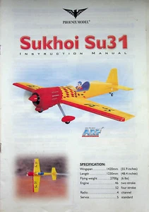 RC Plane Aircraft Airplane Instruction Manual Phoenix Model Arf Sukhoi SU31 - Picture 1 of 2