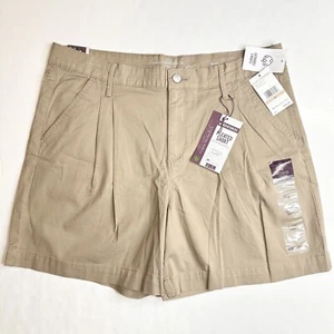 Gloria Vanderbilt Shorts Womens 12 Khaki Tan Relaxed Leg High Rise Pleated NEW - Picture 1 of 12